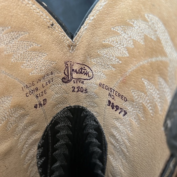 Justin Men’s Western Cowboy Boots {Grey Bullhide} 9.5D - Picture 3 of 12